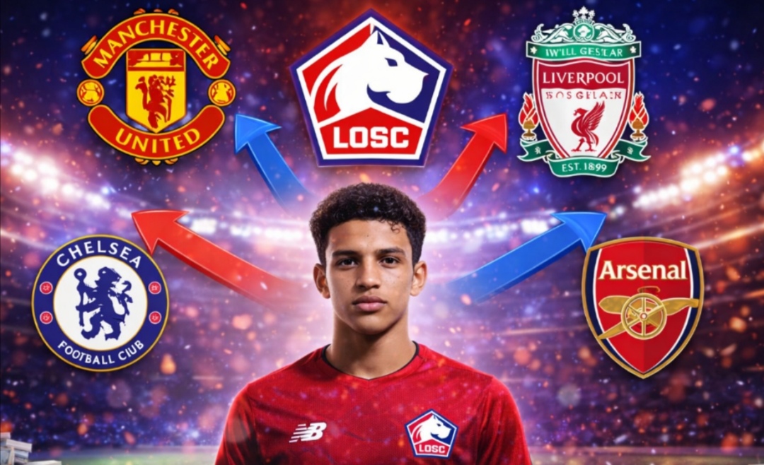 Ilustrasi bursa transfer Januari 2026 antara Arsenal, Chelsea, Liverpool, dan MU.