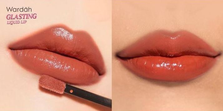 Ilustrasi lip gloss Wardah untuk bibir tebal.