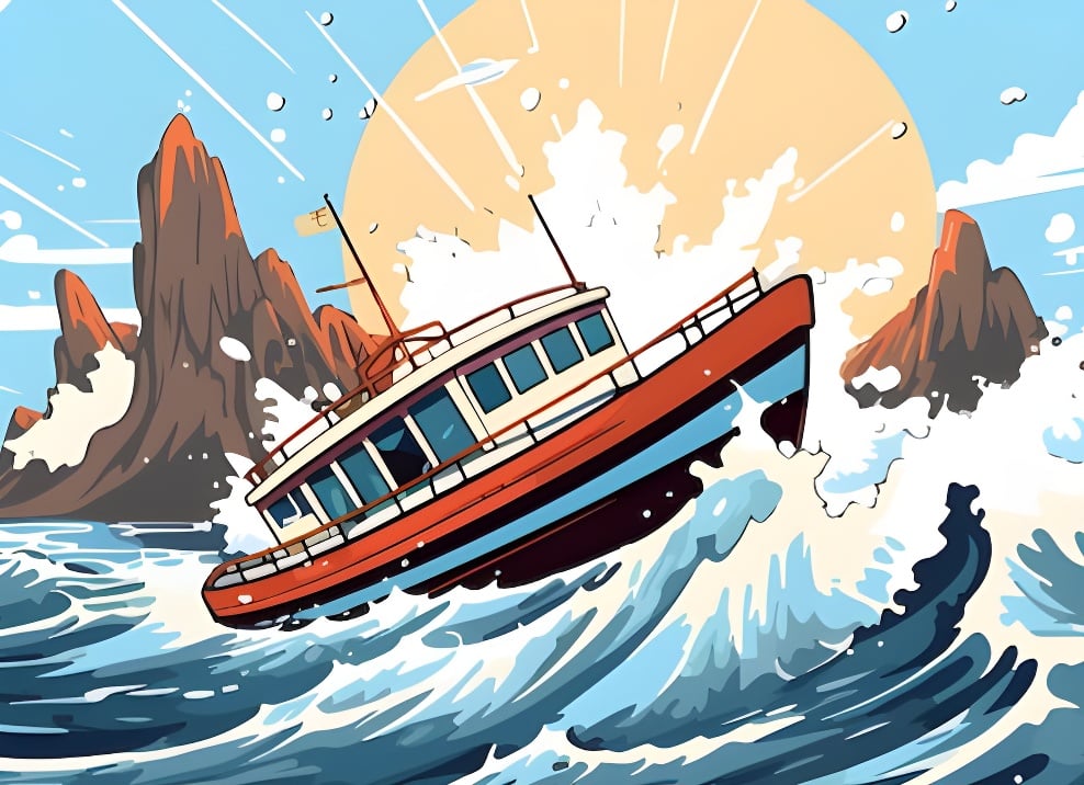 Ilustrasi kapal tenggelam.