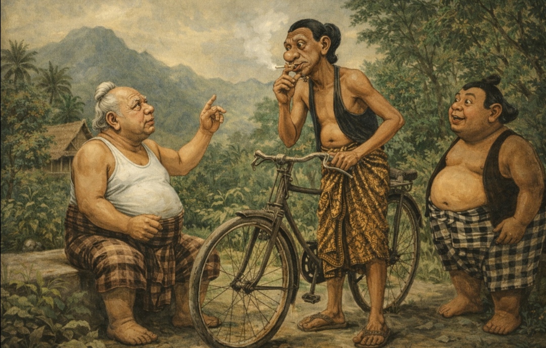 Ilustrasi lakon wayang Semar Dawuh oleh Ki Damar.