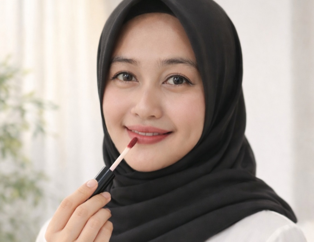 Ilustrasi lipstik tahan lama untuk ibu muda yang sibuk.