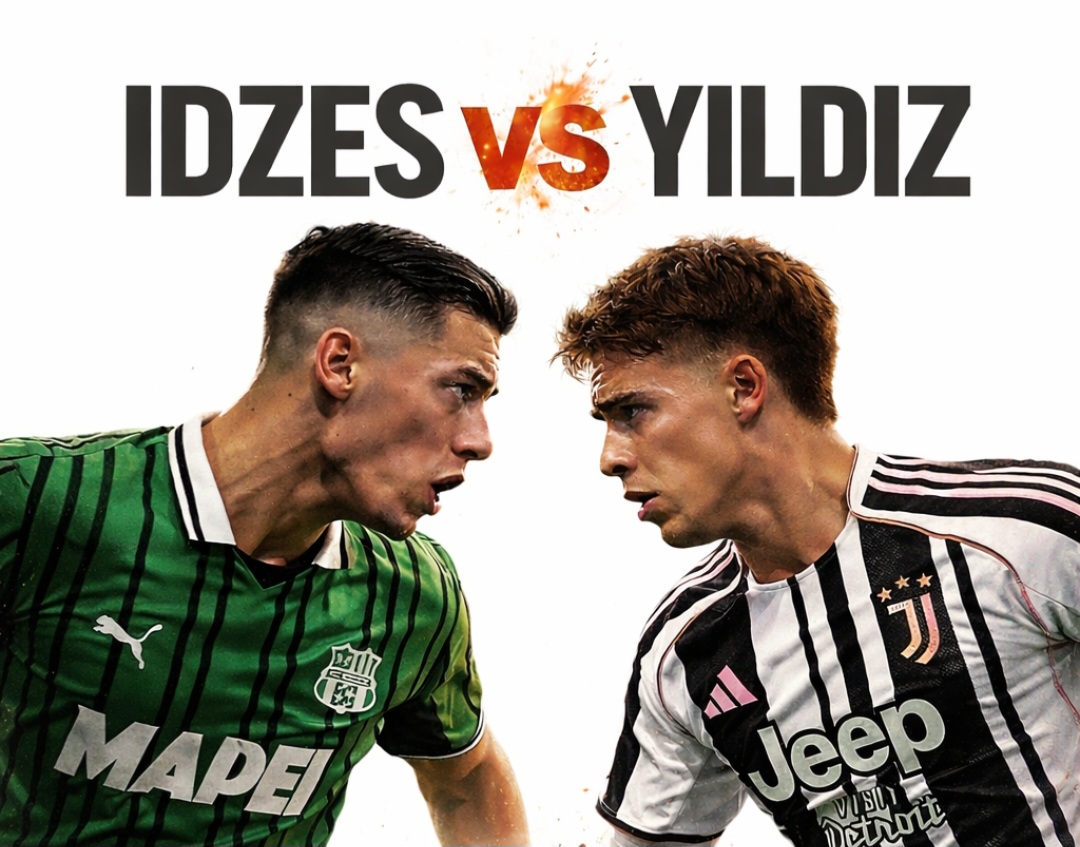 Jay Idzes bakal sibuk mengawal Kenan Yildiz di laga Sassuolo vs Juventus, Rabu (7/1) WIB.