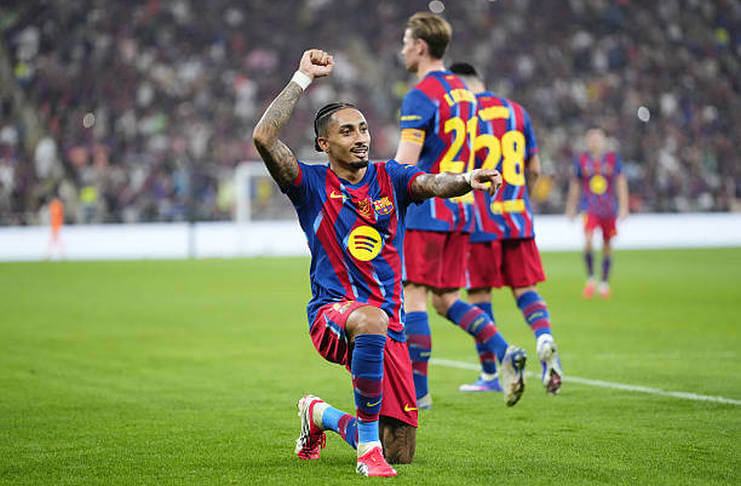 Raphinha tampil gacor bersama Barcelona di Supercopa de Espana 2026.