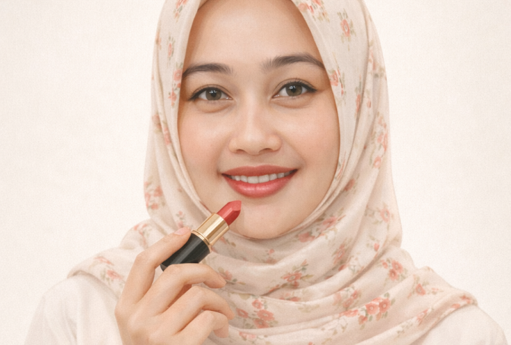 Ilustrasi lipstik Wardah warna natural.