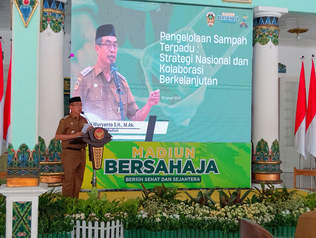CONCERN: Pemkab Madiun menggelar gathering pengolahan sampah terpadu di Pendopo Muda Graha, Senin (26/1).