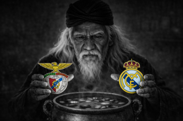 Mbah Sakat tengah meramal laga Benfica vs Real Madrid di Liga Champions.