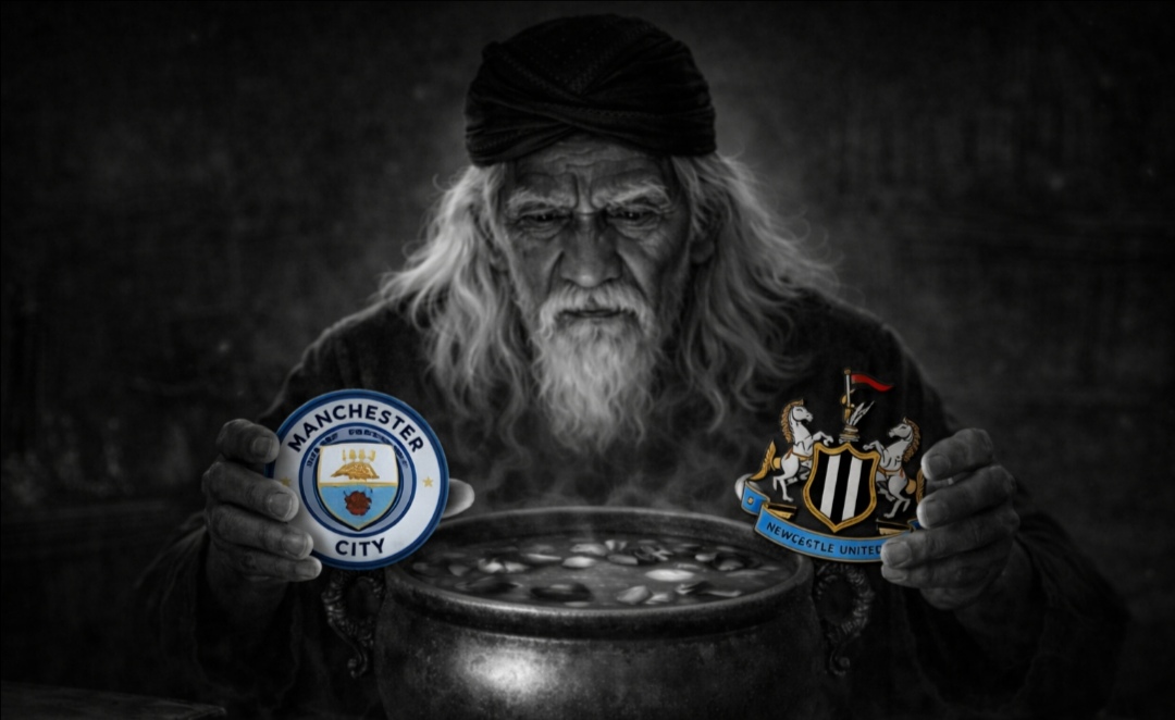 Mbah Sakat sedang meramal laga Manchester City vs Newcastle United.