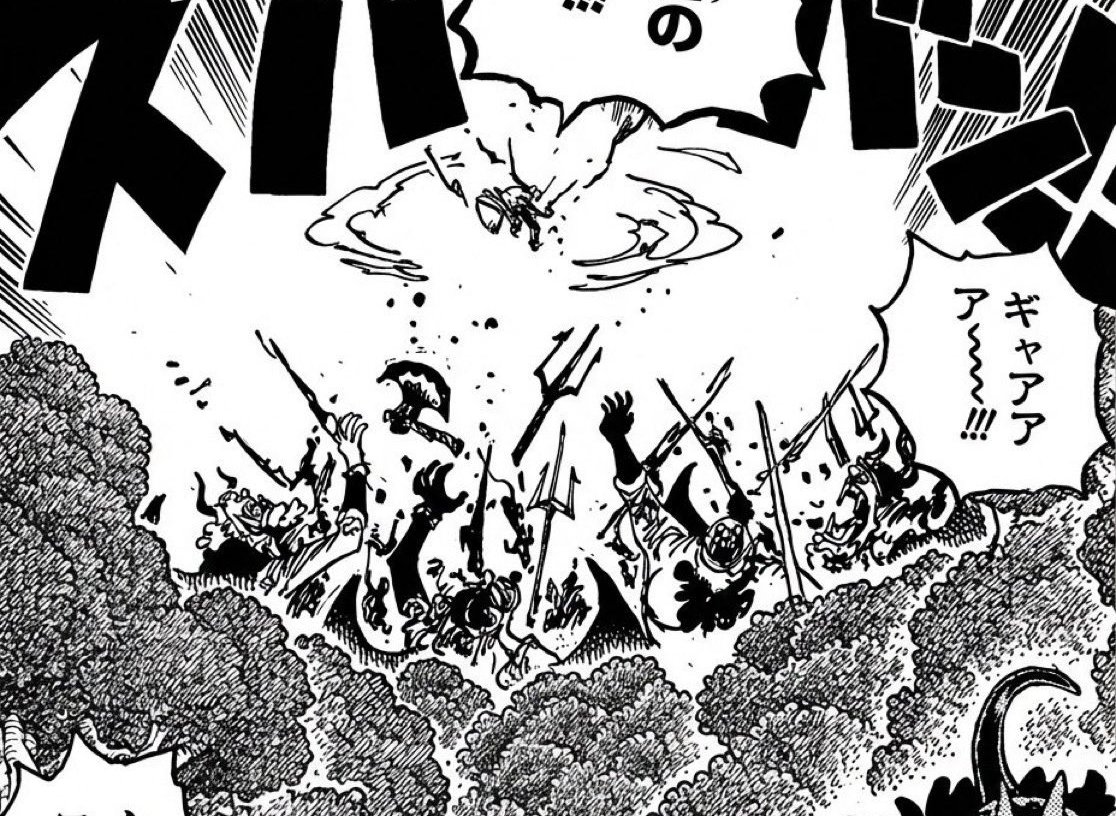 Zoro menebas raksasa Domi Reversi di baca komik One Piece 1173 RAW.