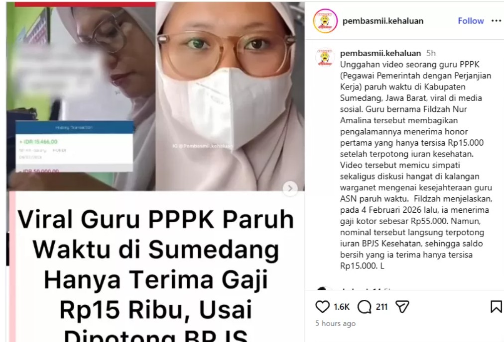 Postingan viral gaji guru di Sumedang hanya Rp 15 ribu.