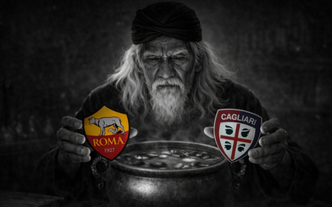 Mbah Sakat sedang meramal laga AS Roma vs Cagliari.