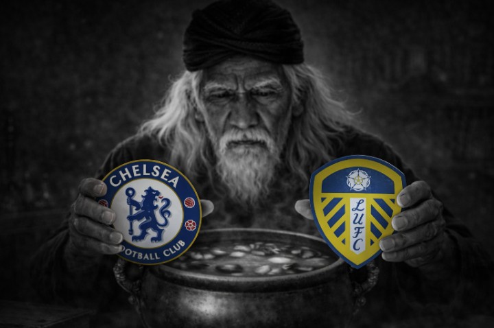 Mbah Sakat sedang serius meramalkan laga Chelsea vs Leeds United.