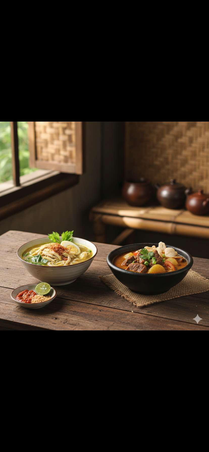 Ilustrasi Soto ayam Dan soto daging