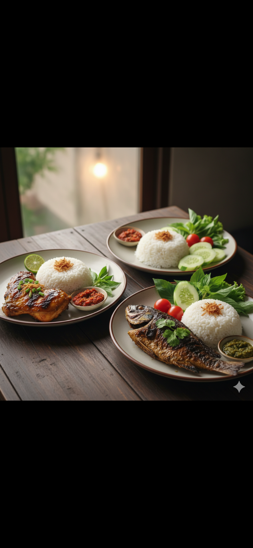 Ilustrasi Ayam bakar Dan ikan bakar