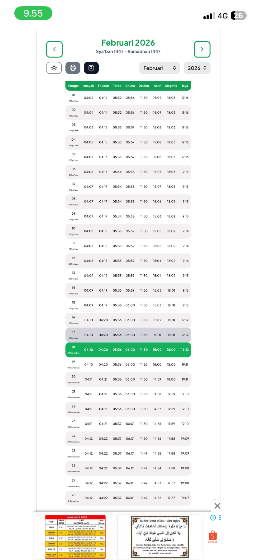 Jadwal sholat daerah ponorogo Dan sekitarnya by jadwalsholat.org