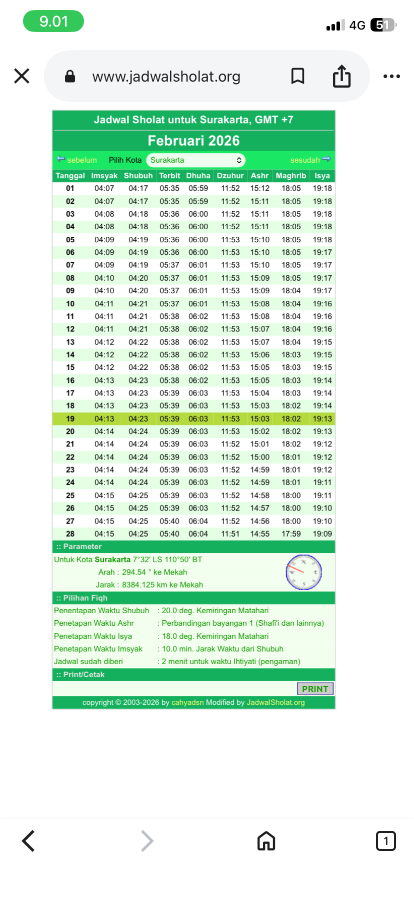 Jadwal sholat dan imsak daerah surakarta by jadwalsholat.org