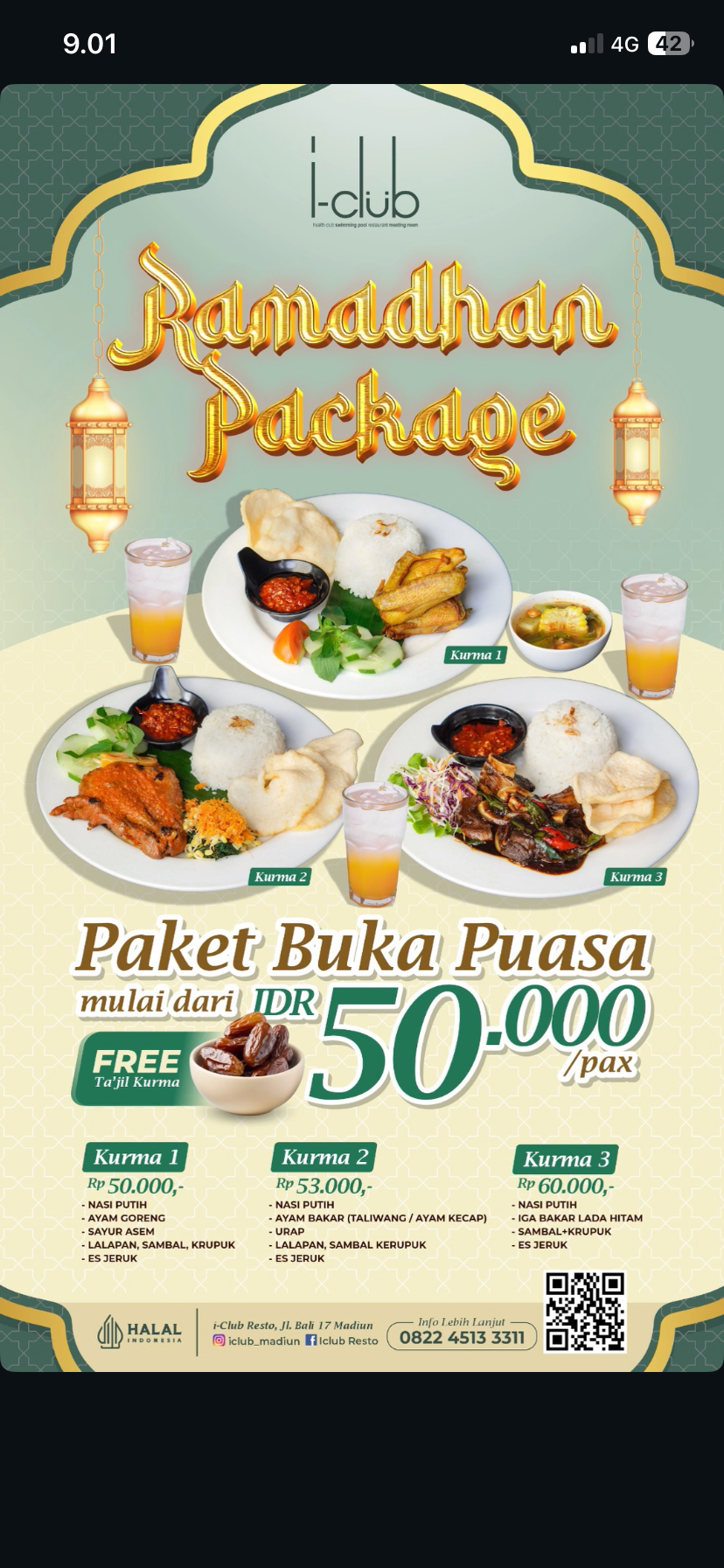Brosur menu bukber iclub by instagram iclub madiun