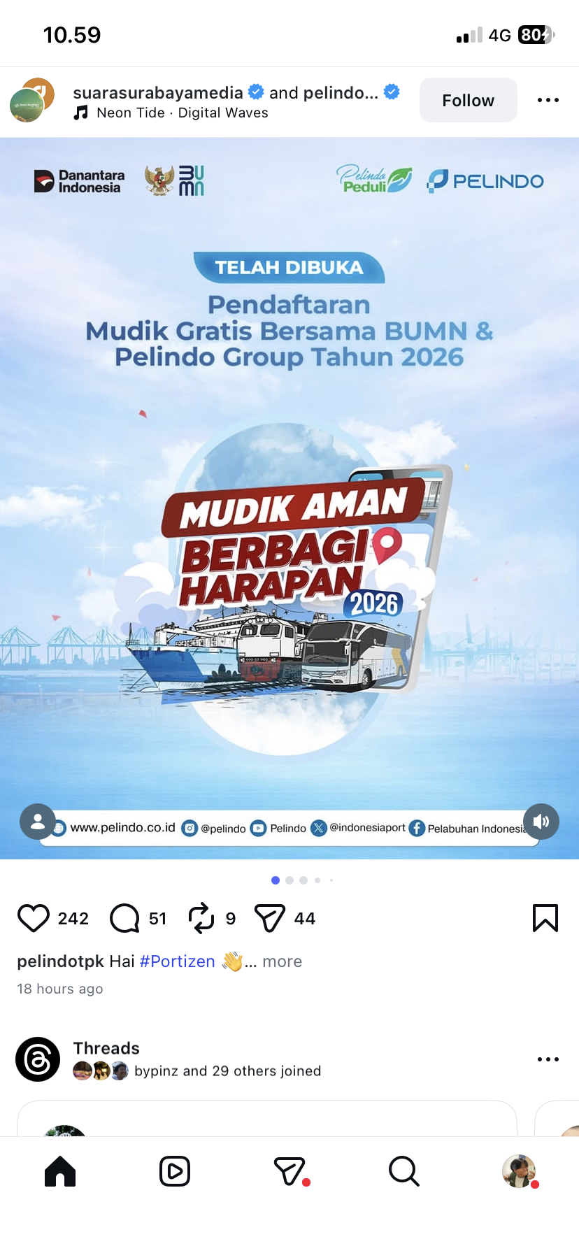 Postingan Instagram PT pelindo