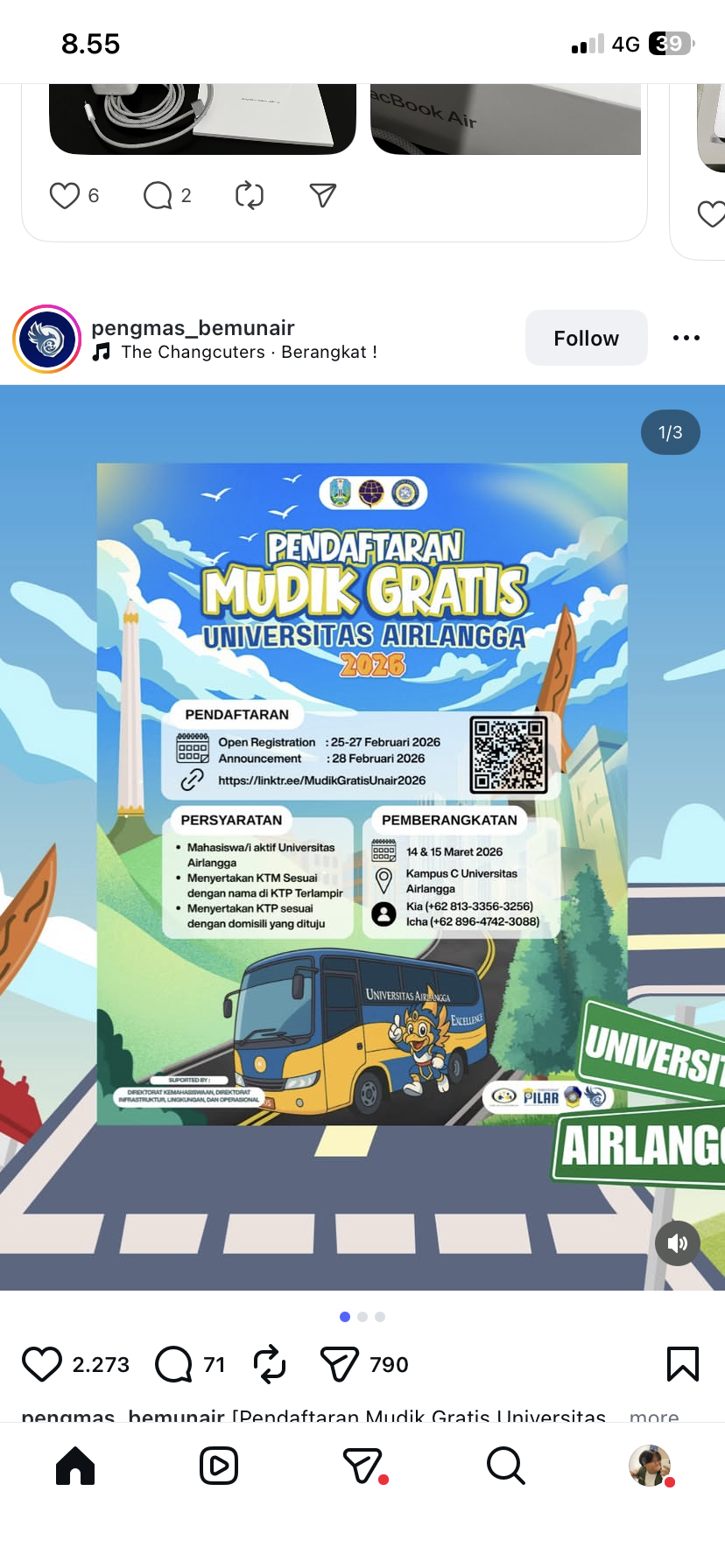 Poster mudik gratis unair