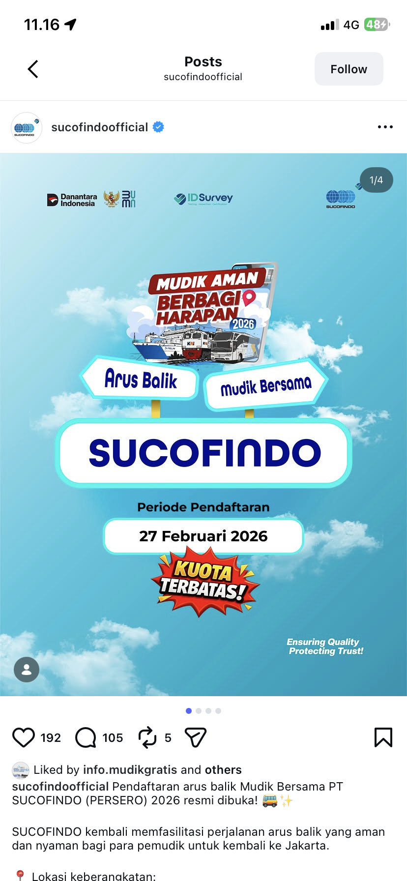 Pamflet mudik bersama by instagram sucofindoofficial