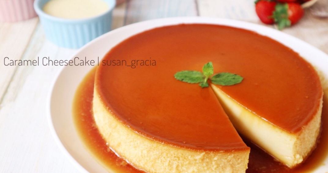 Ilustrasi resep cheesecake caramel tanpa oven.