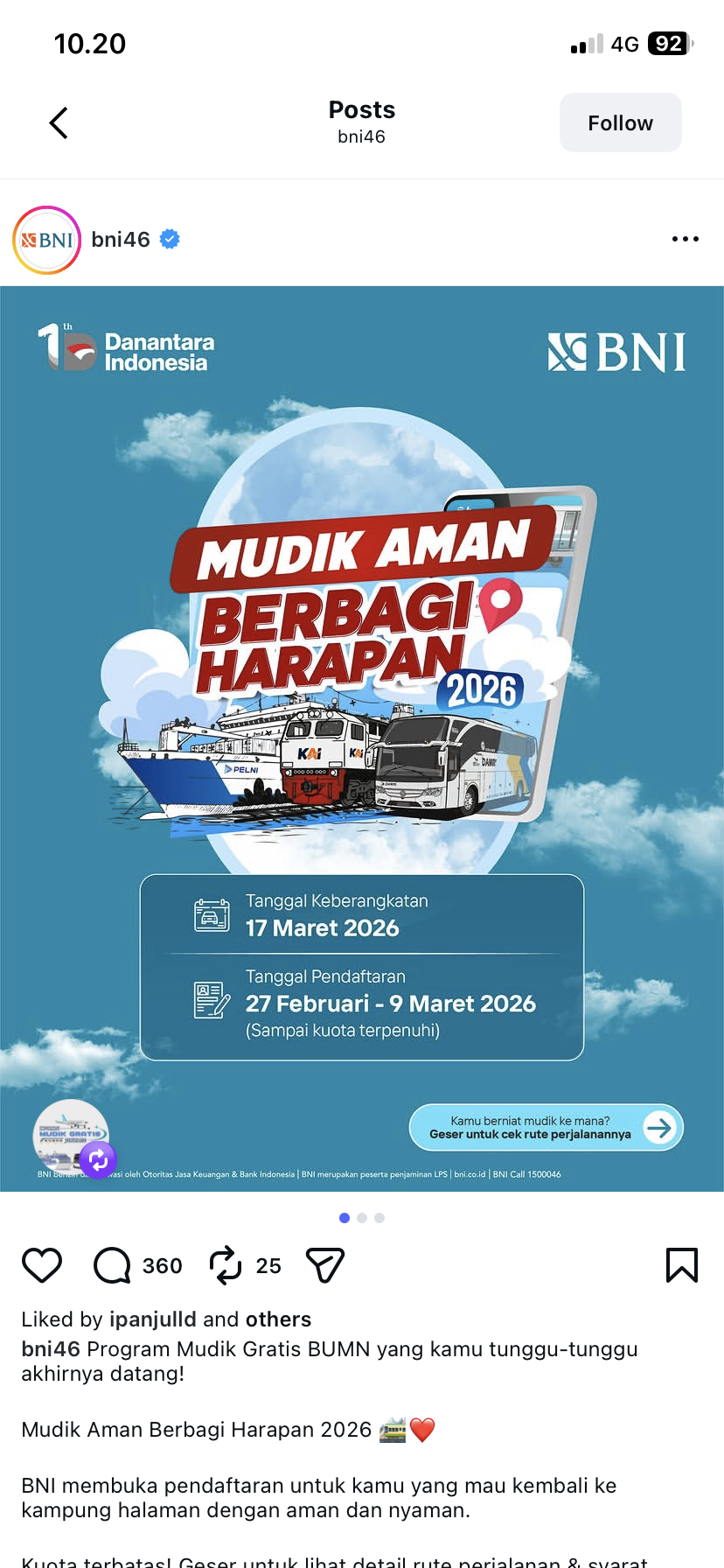 Postingan Instagram BNI