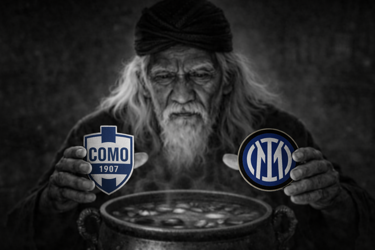 Mbah Sakat sedang meramalkan laga Como vs Inter Milan di Coppa Italia.