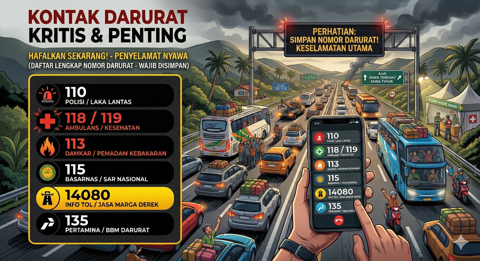 Simpan dan Hubungi Nomor Darurat saat Diperlukan (Generated by Gemini AI)