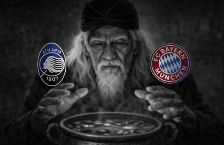 Mbah Sakat sedang meramal laga Atalanta vs Bayern Munchen.