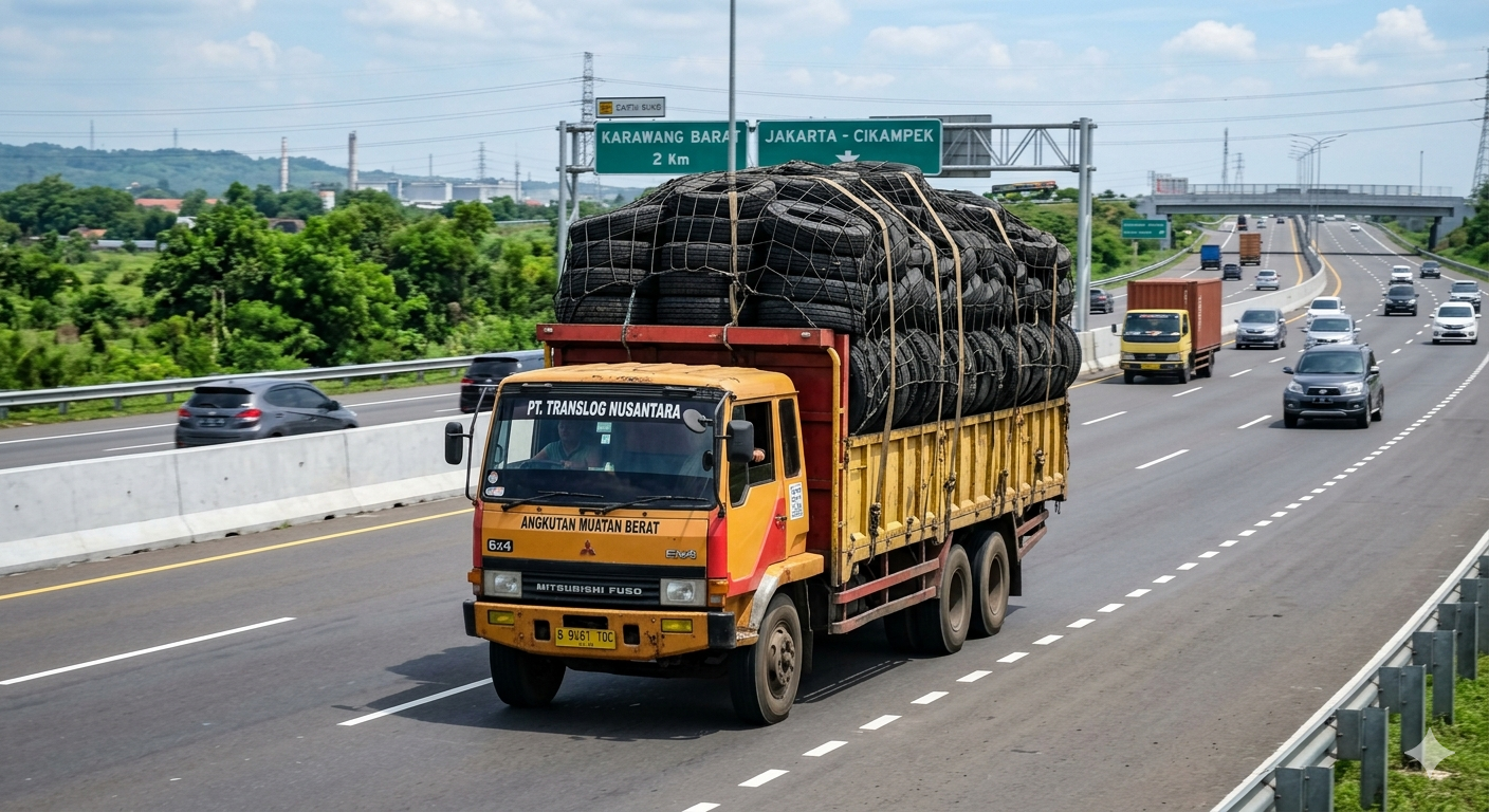 Ilustrasi truk bermuatan 