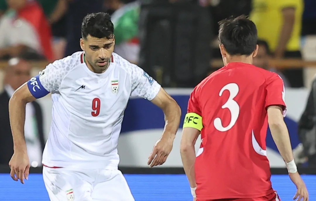 Iran saat hadapi Korut di kualifikasi Piala Dunia 2026.