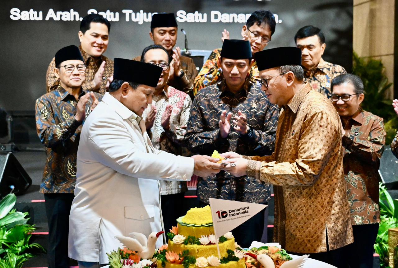 Presiden Prabowo Subianto menghadiri peringatan satu tahun Danantara di Wisma Danantara Jakarta.