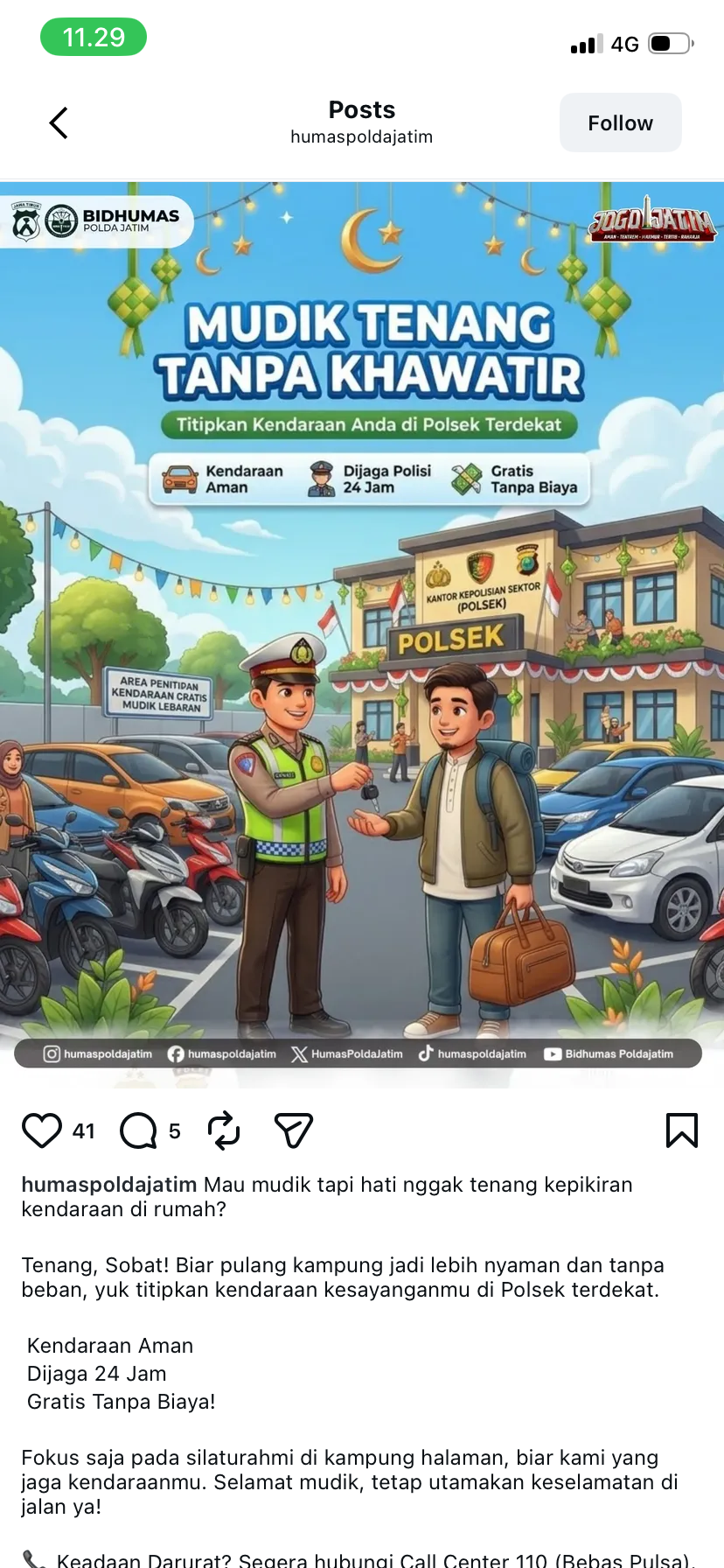 Postingan humas polda jatim