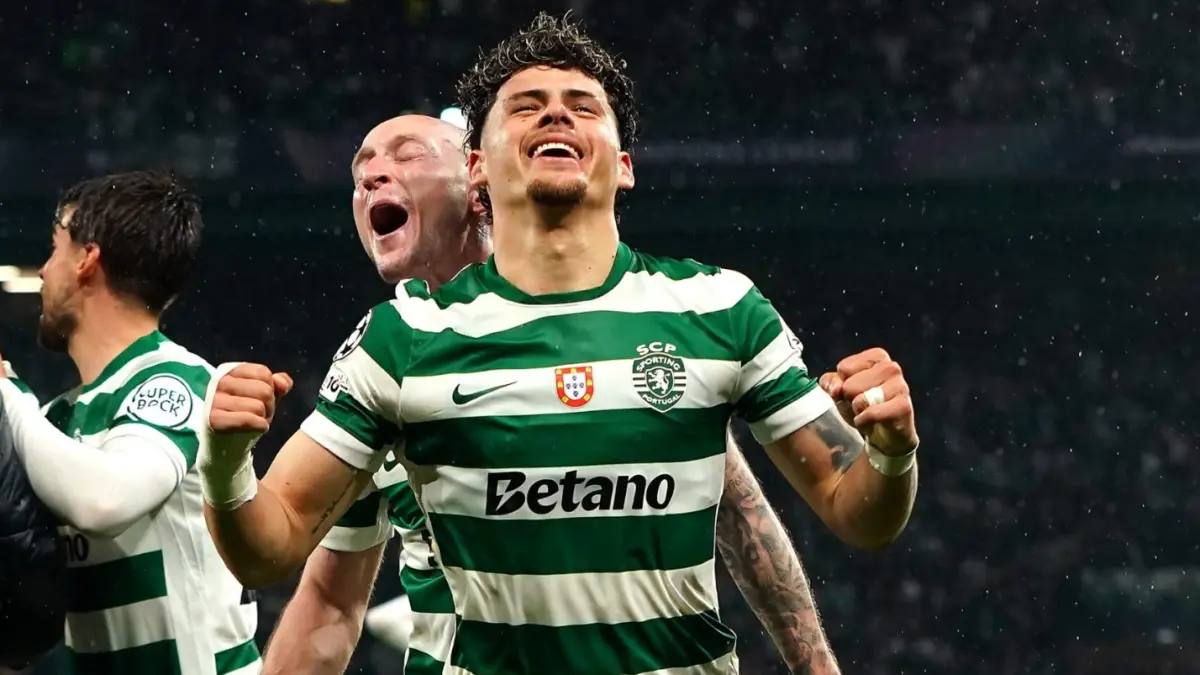 Para pemain Sporting Lisbon merayakan kemenangan di babak 16 besar UCL vs Bodo/Glimt. (OPTA)