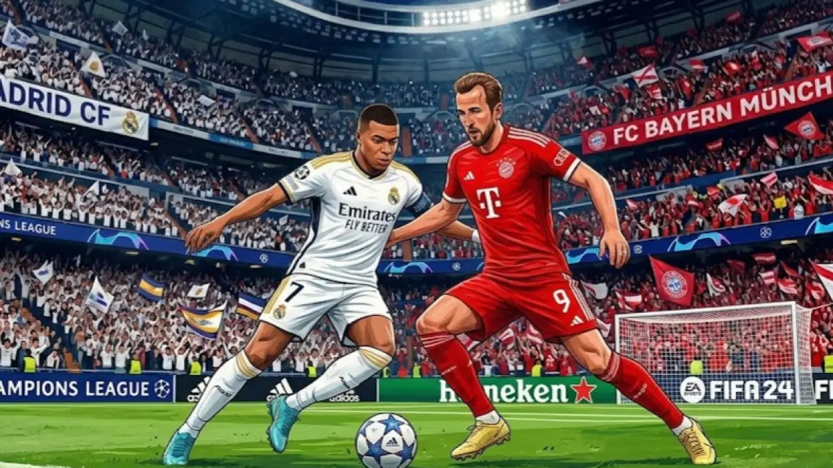 Ilustrasi Real Madrid vs Bayern Munchen (Gemini).