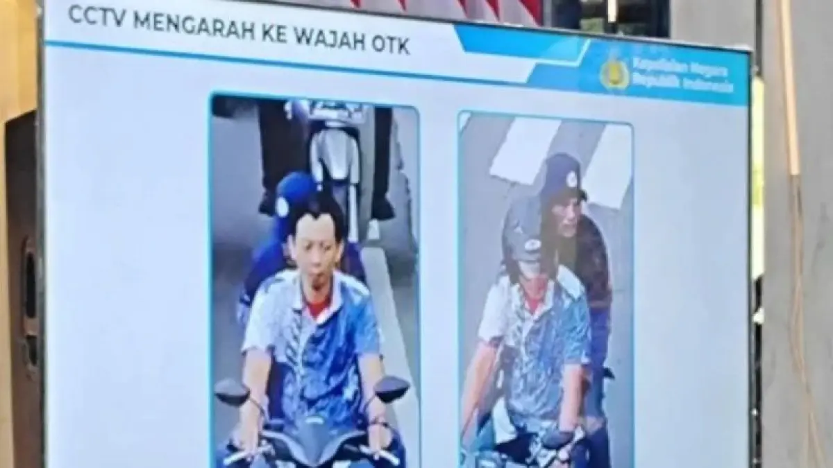 "Dua wajah terduga pelaku penyerangan menggunakan air keras terhadap Wakil Koordinator KontraS, Andrie Yunus, resmi dipublikasikan dalam konferensi pers di Jakarta pada Rabu (18/03). (ANTARA FOTO)