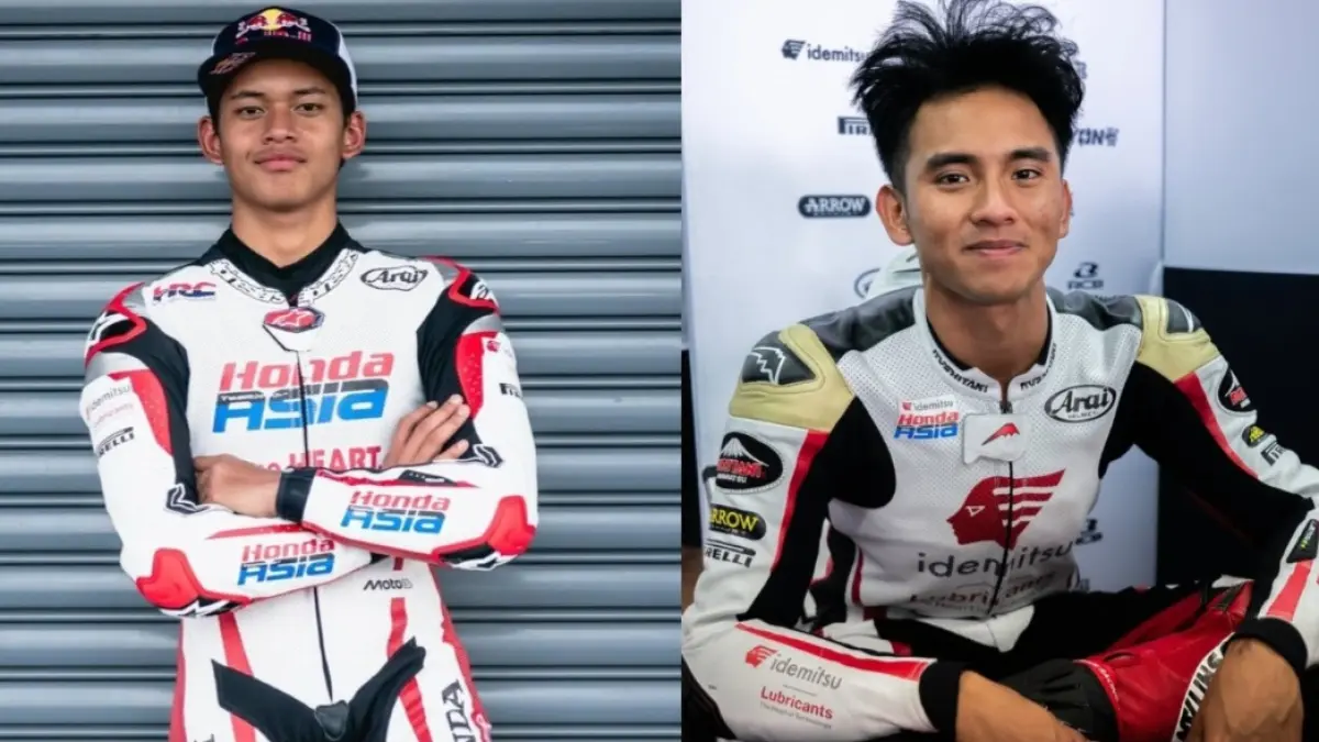 Veda Ega (kiri) balapan di Moto3, dan Mario Aji hari ini akan berduel dengan pembalap lainnya di Moto2 Brasil. (Ig @veda_54 dan @mariosuryoaj1)