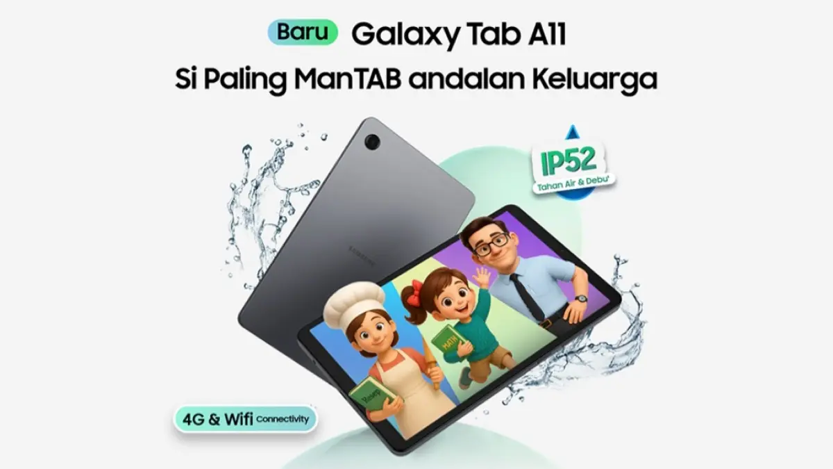 Samsung Galaxy Tab A11 LTE hadir dengan dukungan jaringan 4G LTE, sehingga pengguna bisa langsung memakai kartu SIM untuk akses internet. (Samsung)