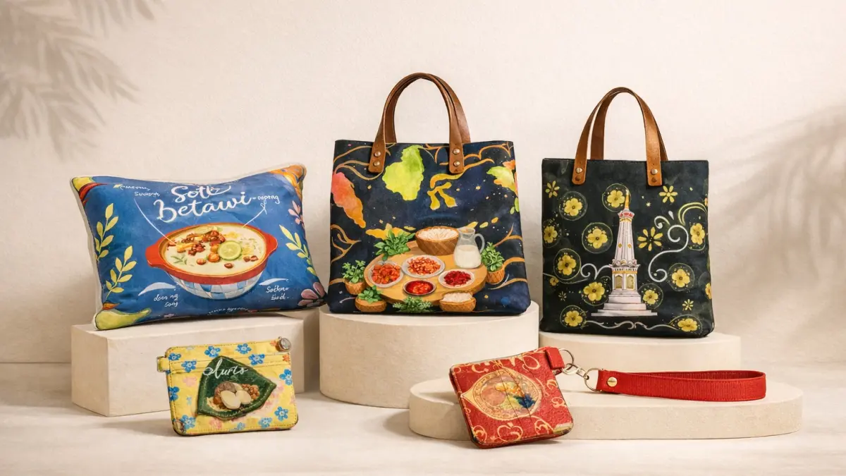 Produk kriya Yummy Craft dengan desain kuliner Nusantara yang telah menembus pasar internasional.