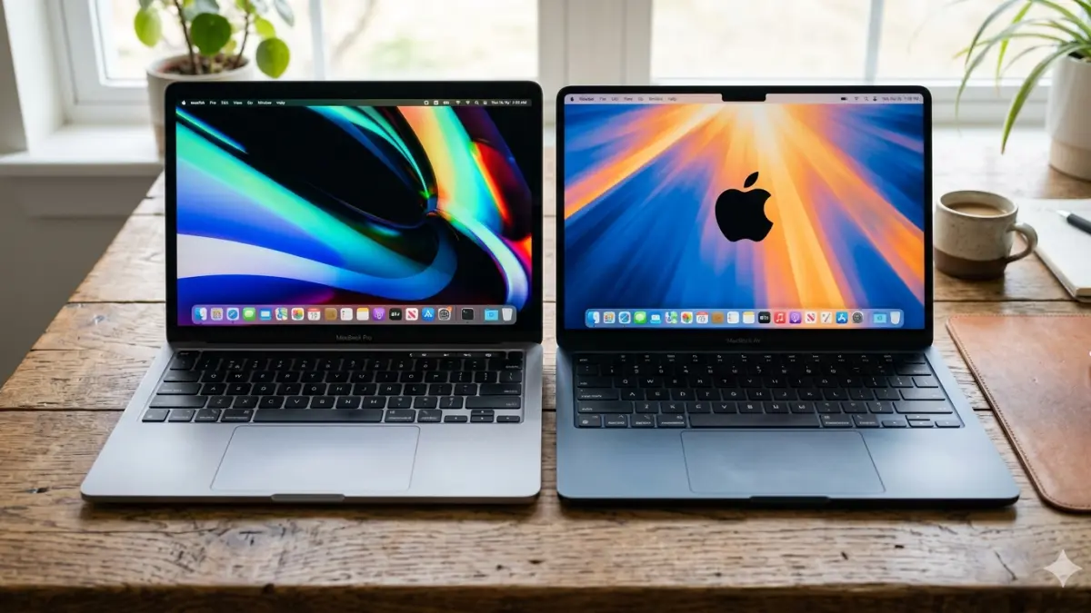 Ilustrasi MacBook air M2 dan MacBook pro M1