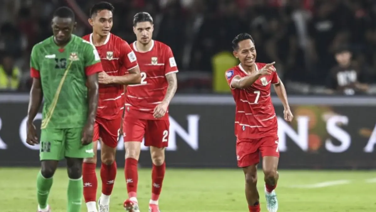 Beckham Putra merayakan gol untuk Timnas Indonesia di laga FIFA Series 2026 melawan Saint Kitts and Nevis. (ANTARA)