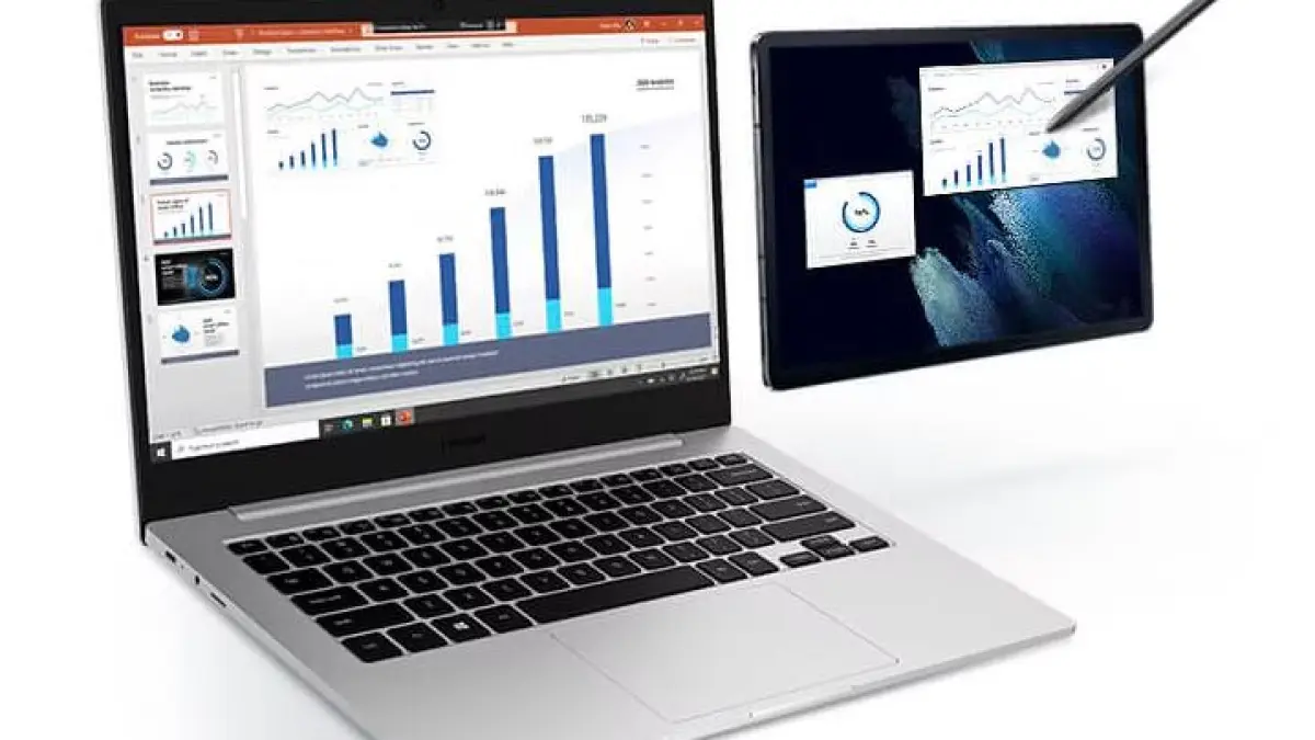Ilustrasi laptop Samsung untuk editing video. (samsung)