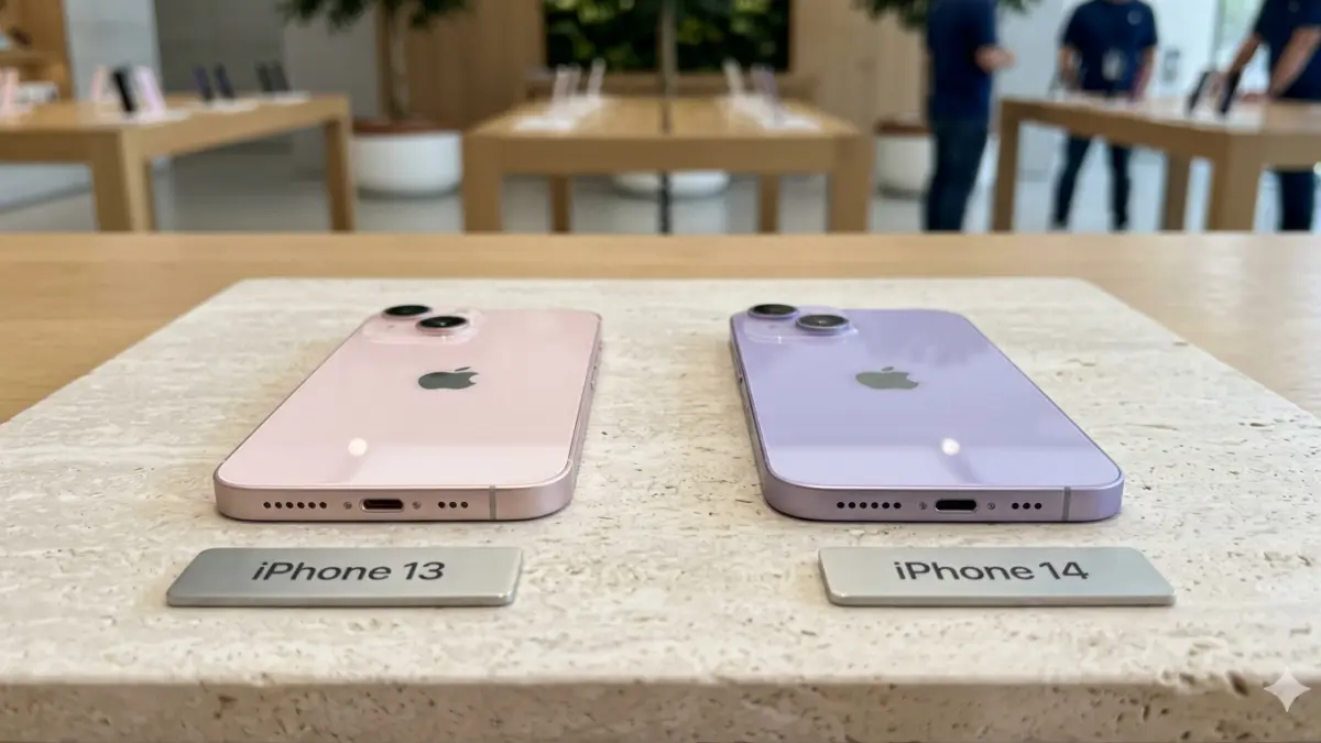 Ilustrasi iphone 13 dan iphone 14