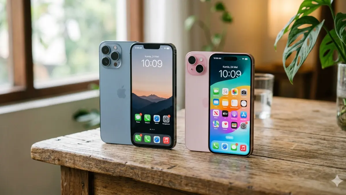 Ilustrasi iphone 13 promax dan iphone 15