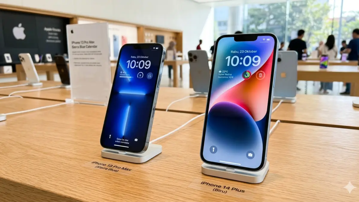Ilustrasi iphone 13 promax dan iphone 14 plus