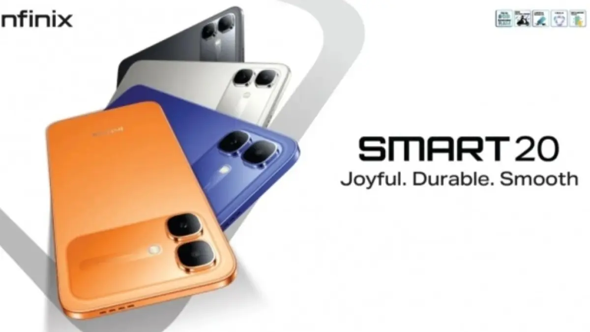 Infinix SMART 20, HP Rp1 jutaan dengan layar 120Hz, baterai 5200mAh, desain tipis 7,7mm, dan performa stabil untuk harian. (Infinix)