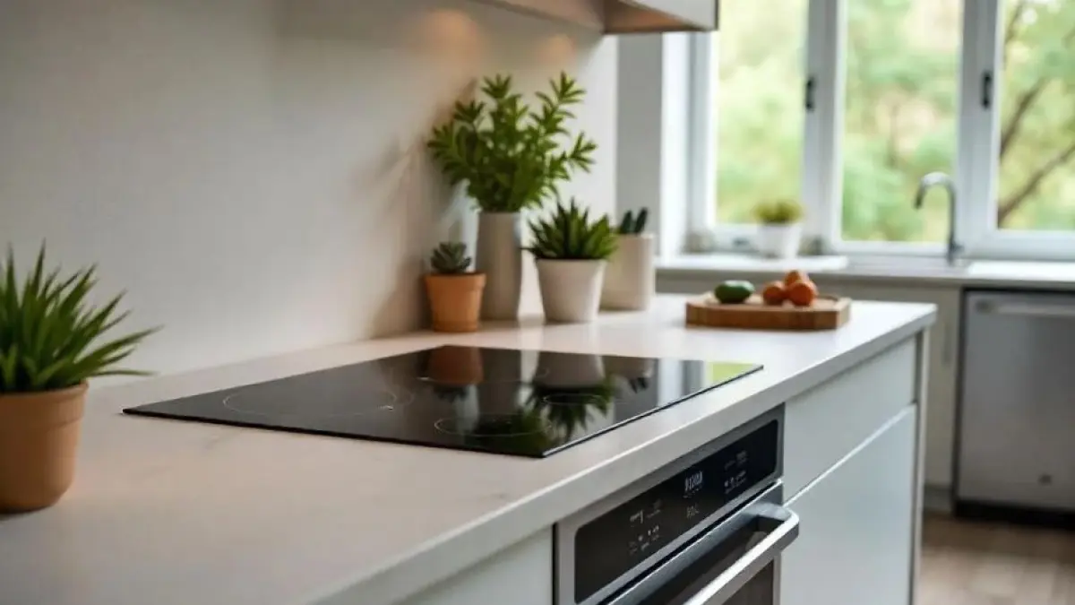 Ilustrasi dapur modern dengan kompor listrik. (freepik)