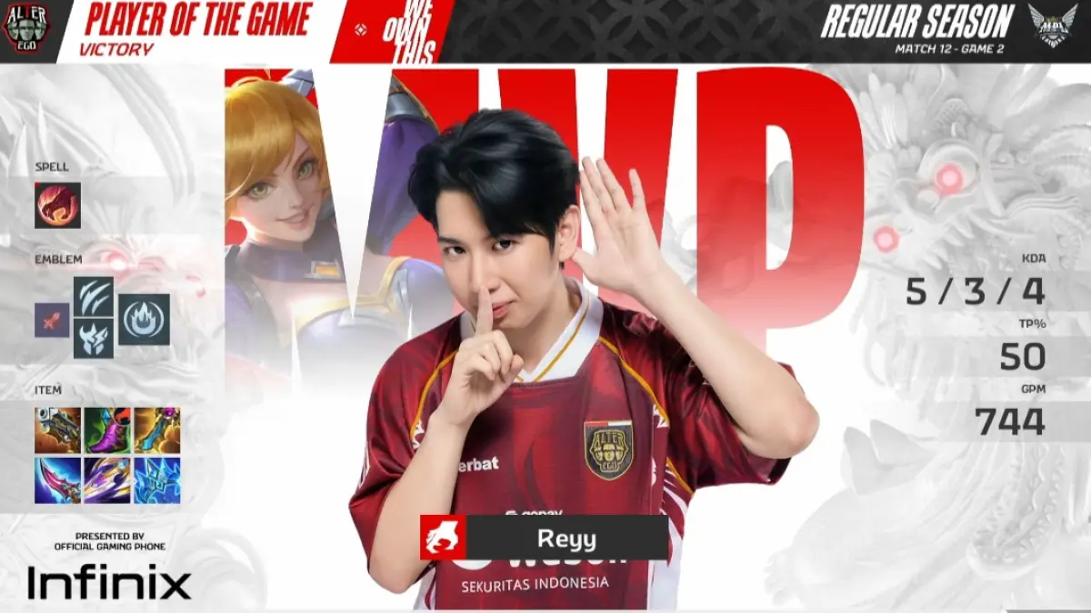 Alter Ego kalahkan EVOS 18-4 di game kedua MPL ID S17. Reyy tampil gemilang, laga berlanjut ke game penentuan. (MPL Indonesia)