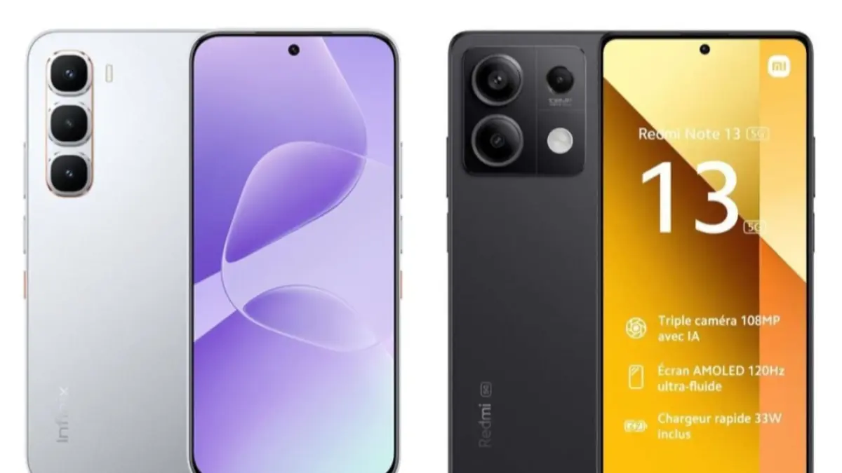 Ilustrasi perbandingan HP Infinix Hot 60 Pro+ dan Redmi Note 13.