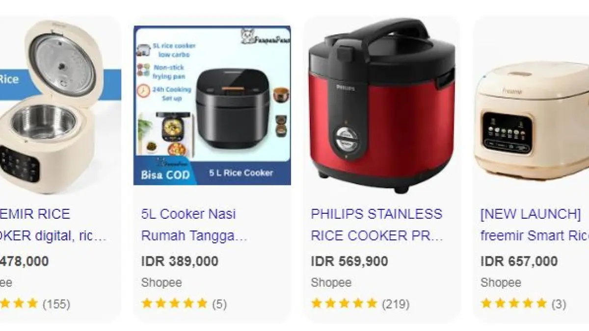 Rekomendasi rice cooker. (ISTIMEWA)