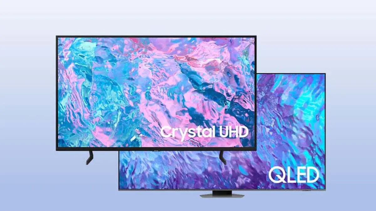 Ilustrasi perbedaan QLED dan UHD TV Samsung.
